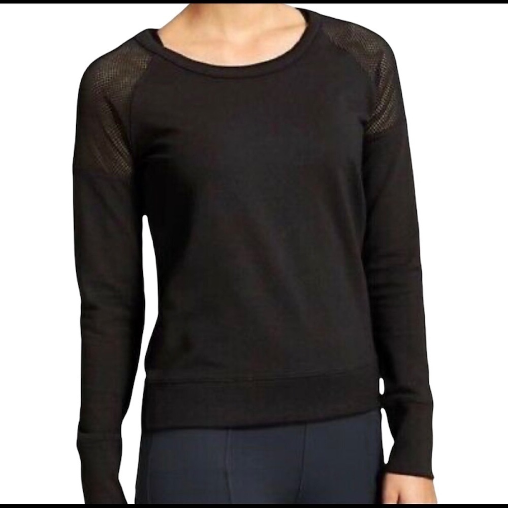 Athleta black Citytime mesh shoulder pullover sweatshirt size XS